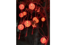 Dây lồng đèn vải màu đỏ hoa Anh Đào 5m-12 bóng giá sỉ 160k
